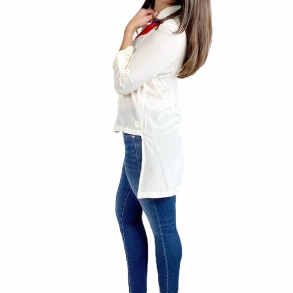 Line & Dot 100% Silk Button Down Top - Picture 6 of 12